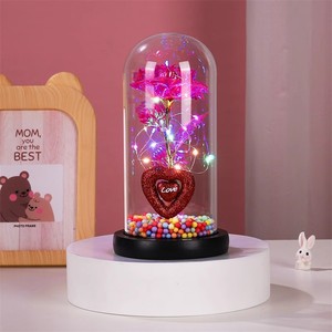 ของขวัญดอกไม้ประดิษฐ์สำหรับวันวาเลนไทน์ดอกกุหลาบแม่พร้อมไฟ LED แสดงโดม PVC - Product Image 3