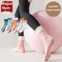 Chaussettes de yoga mi-mollet en coton POPSOX antidérapantes en silicone pour fitness intérieur, Pilates, chaussettes de sport tricotées, Calcetines
