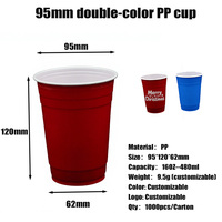 Gobelets en plastique PP jetables rouges de 16 oz pour jeux de beer pong, idéaux pour les fêtes, bars et piscines – Couleurs personnalisées en gros