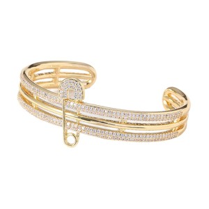 Fashion Safety Pin <b>Bracelet</b> for Women Wholesale Zinc Alloy <b>Silver</b>/Gold Plated Fashionable Exaggerated Design Claw Setting Punk - Product Image 5