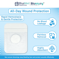BLUENJOY Meilleur pansement hémostatique médical, compresses hémostatiques, tampons hémostatiques