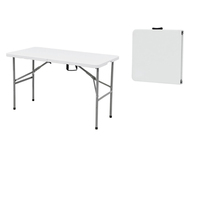 4ft 122cm Table Pliable Blanc Jardin Moulé Meubles Pliant Rectangulaire Table À Manger pour La Maison De Haute Qualité