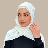 Tissu jersey élastique en polyester de haute qualité, doux, uni, respirant, classique, élégant, hijab musulman pour femmes, hiver, extérieur