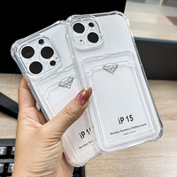 Coque transparente antichoc en TPU avec fente pour carte et support de carte pour iPhone 17 Pro Max et iPhone 18