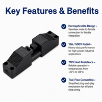 Connecteur de câble d'alimentation industriel à 2 broches, mâle-femelle, à déconnexion rapide, pour applications d'éclairage LED