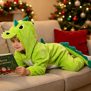 Combinaison en polaire verte pour tout-petit, motif dinosaure, pour Halloween, carnaval, spectacle, jeu de rôle, déguisement animal, pyjama - Product Image 4
