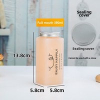 Bouteille de boisson portable transparente en plastique de 500 ml, carrée, jetable, avec couvercle sérigraphié pour soda, lait, thé, café froid, jus