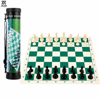 Jeu d'échecs portable XLAN, échiquier pliable en cuir avec tube de rangement pour pique-nique en plein air, jeux en famille