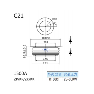 SEMIDUKEN ZP2000A <span class=keywords><strong>1000V</strong></span> - 2000V Yüksek Akım Redresör Diyotu, Endüstriyel Motor Sürücüsü ve İnvertör için - Product Image 3
