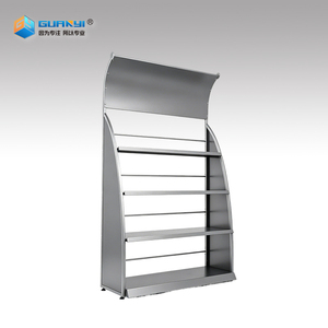 Expositor de Productos para el Cuidado del Automóvil, Metálico, Moderno, Personalizado, Plateado, Curvo, de 4 Niveles, para Estación de Servicio - Product Image 1