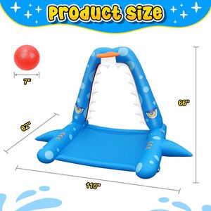 สปริงเกอร์รูปฉลามเป่าลมพร้อมห่วงบาสเก็ตบอล ของเล่นเล่นน้ำกลางแจ้ง - Product Image 4
