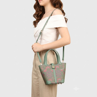 Sac fourre-tout en cuir véritable et jacquard avec fermeture à fermoir, sac à main pour femme, vente en gros, OEM