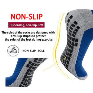 Échantillons gratuits Chaussettes de football personnalisées en gros Chaussettes de football unisexes en tricot épais Chaussettes de sport de football antidérapantes avec adhérence - Product Image 3