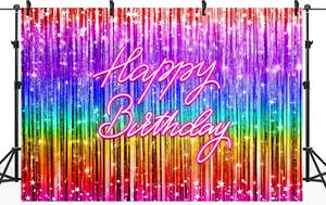 Joyeux anniversaire néon arc-en-ciel saupoudrer moderne Groovy fête photographie fond pour anniversaire Photo <span class=keywords><strong>Studio</strong></span> Shoot personnalisé en Stock - Product Image 4