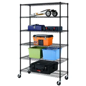 AMJ Factory Industrial Metal Mobile NSF Storage Wire Racks Shelving Systems With Wheels