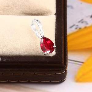 Pendentif Charme Classique en Argent Sterling 925 Fait Main, Simple et Élégant, avec Pierre Précieuse Rubis Rouge Sang Poire Taillée 10x8 MM, pour Femme, Fiançailles - Product Image 6