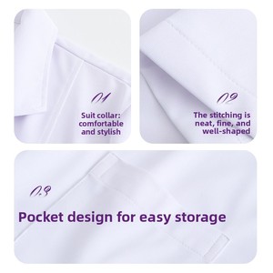 เสื้อกาวน์แพทย์สีขาวแขนสั้นสำหรับผู้หญิงและผู้ชาย เสื้อกาวน์ร้านขายยา ร้านขายสัตว์เลี้ยง ชุดทำงานเสริมสวย เสื้อกาวน์แล็บสีขาว ชุดยูนิฟอร์มโรงพยาบาล - Product Image 4