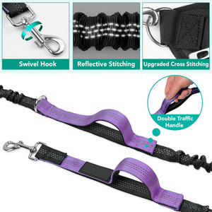 Ceinture d'entraînement pour animaux de compagnie Fuliya, réglable et personnalisable, sac banane élastique pour la course à pied et le <span class=keywords><strong>jogging</strong></span> mains libres avec laisse - Product Image 4