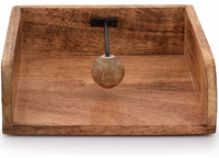 Boîte à mouchoirs classique en bois avec barre de pression métallique élégante, écologique et durable, pour la décoration de table à la maison – Offre Spéciale
