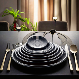 Usine de gros grande taille mat 10 pouces rond noir assiette en mélamine pour restaurants - Product Image 3