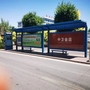 Professional Factory Outdoor Bus Stop Sign Bus Shelter With Advertising Poster