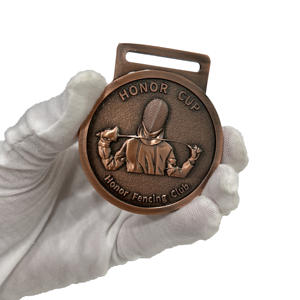 Médailles d'<span class=keywords><strong>or</strong></span> d'escrime de récompenses de logo de forme personnalisée rubans en métal médaille d'honneur de sport en métal - Product Image 3