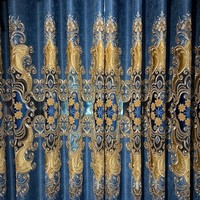 Cortinas Translúcidas de Lujo Estilo Europeo con Bordado Chenille y Patrón de Paisaje, Elegantes Cortinas Jacquard Huecas para Sala de Estar