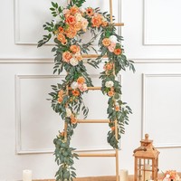 Couronne de table vintage chinoise artisanale en forme d'arche haute, guirlande de fleurs artificielles en soie d'eucalyptus pour décorations de fête et de mariage