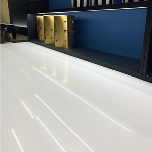 OEM kích thước màu trắng tinh khiết đánh bóng bề mặt rắn slab nhân tạo đá thạch anh một tấm tủ bếp đảo Vanity đầu Countertop - Product Image 6