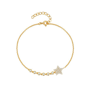CANNER Nouveau Bracelet en Argent Sterling S925 avec Zircon 5A, Bijou Plaqué Or 18 carats, Breloque Étoile Ronde, Cadeau pour Femme - Product Image 1
