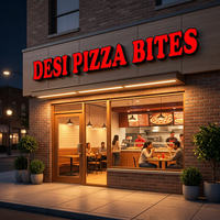 Enseigne lumineuse 3D LED personnalisée en métal et acrylique pour bar de pizzeria, lettres lumineuses en plastique à éclairage frontal