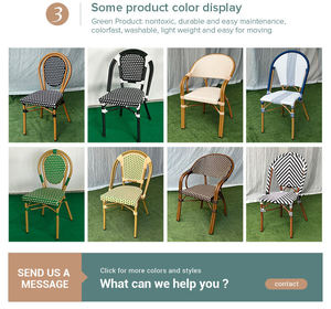 Bộ bàn ghế ngoài trời kiểu Pháp, ghế mây nhựa giả mây, bàn ăn bằng nhôm cho quán cà phê, nhà hàng, sân vườn - Product Image 2