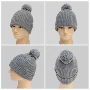 <strong>Woolly</strong> Unisex Custom Design Autumn Winter <strong>Hats</strong> With Wool Fur Pom Pom Embroidered Ribbed Knit Wholesale Custom <strong>Men</strong> Beanie - Product Image 5