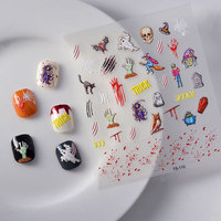TSZS Vente Chaude Toile D'araignée Crâne Chauve-Souris Ongles Tête De Citrouille Stickers Halloween Nail Design Autocollant 5D Autocollant Auto-Adhésif