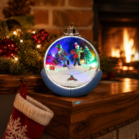 Boules de Noël en cristal sculptées à la main avec éclairage LED, finition métallique, 5-5,9 pouces, pour ambiance intérieure