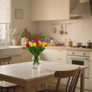 Lot de 5 fleurs artificielles réalistes en plastique, tulipes, simulation tactile, pour décoration de maison, bureau, mariage, remise de diplôme, Noël, longues - Product Image 2