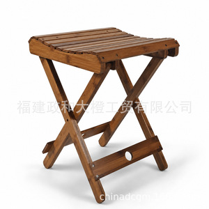 Big Orange Bamboo <b>Folding</b> <b>Stool</b> 34.5x33.3x43.4cm Portable Outdoor Camping Fishing Travel Shower Seat - Product Image 1
