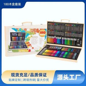 180 Wooden Box Brush Suit Children's Art <b>Markers</b> Cool Bear <b>Washable</b> Painting Non-Cross-Border Cool Bear Place of Origin - Product Image 2