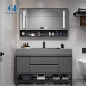 Oem Marble Vanity Set American Style With Ceramic Basin And Mirror Bathroom Vanities Cabinet For Hotel