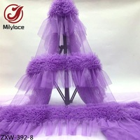 Robe de princesse en maille, Textile 3D plissé en gaze douce, Tulle froissé, tissu en filet de dentelle, pour filles, jupe à plusieurs niveaux