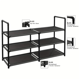 Étagère à chaussures simple, pliable, écologique et durable : Étagère de rangement intérieure multi-niveaux en métal sur pied - Product Image 3