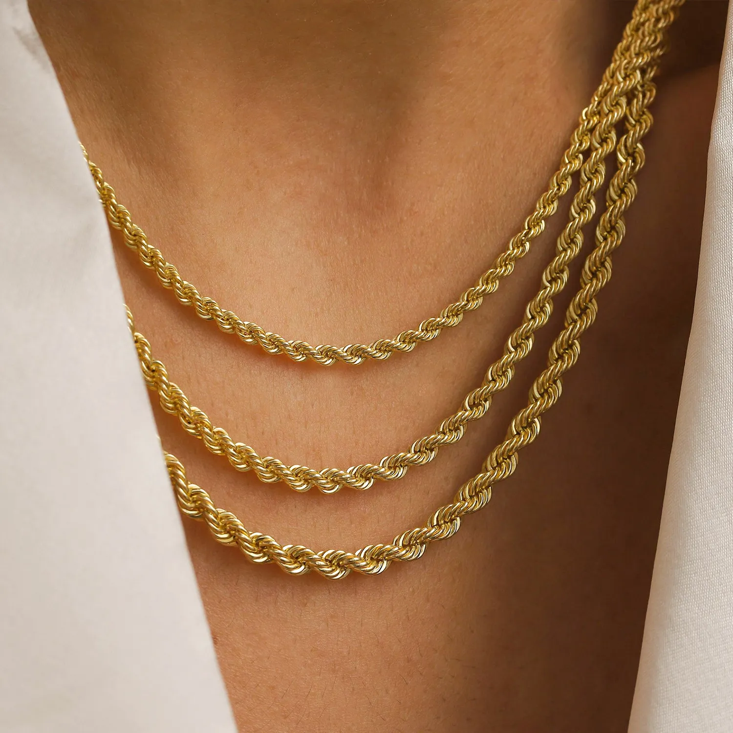18k Real Gold Plated Twisted Rope Chain Necklace Stainless Steel Chain Choker Necklace Men Women Chains 3mm 4mm 5mm