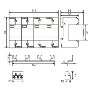 Dispositif de protection contre les surtensions BT P BCM120 150 RM/4P Classe I 3 phases TNS SPD 120kA AC CB CE RoHS - Product Image 4