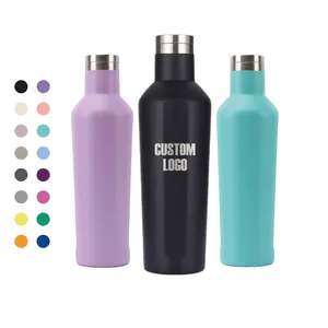 Custom Logo Double Wall Insulated Travel water bottles Stainless Steel Tumbler Vacuum Flask Wine Bottle