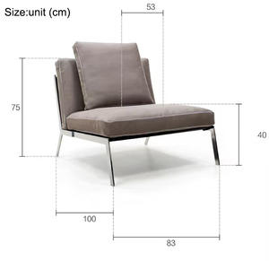 Fauteuil de salon noir de luxe léger, chaise longue relaxante en tissu rembourré, chaise de loisirs individuelle - Product Image 6