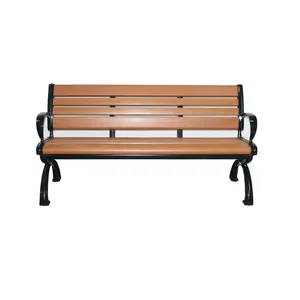 Outdoor Furniture Long HDPE Wood Slat Bench Park Outside Plastic Wood Composite Bench Seat Public Garden Patio Chair Bench