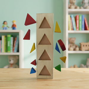 Juguete Educativo Montessori de Madera, Tablero de Clasificación de Formas Geométricas, Triángulos Apilables para Niños - Product Image 5