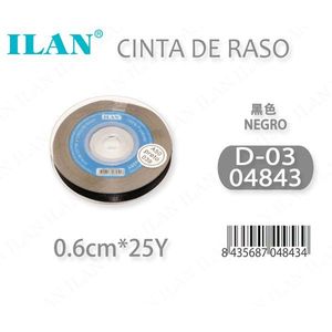 Ruban en satin Ilan 0,6 cm 25Y Noir D03 - Product Image 3
