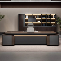 Ensemble bureau et chaise de direction avec bibliothèque - Design moderne minimaliste, bureau de président haut de gamme personnalisable