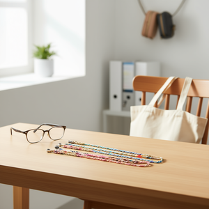 Cordino in poliestere Zz da 70 cm, multicolore, jacquard, con catena e fibbia in plastica per porta badge. - Product Image 3